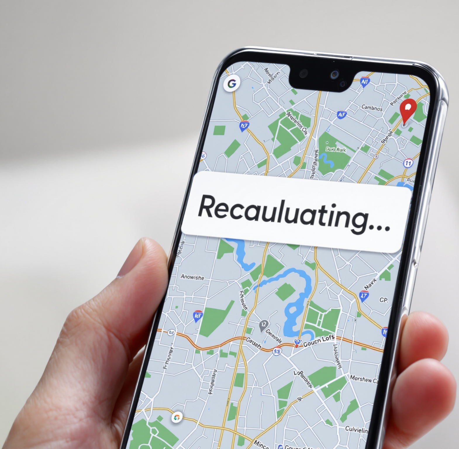 Recalculating phone illustration
